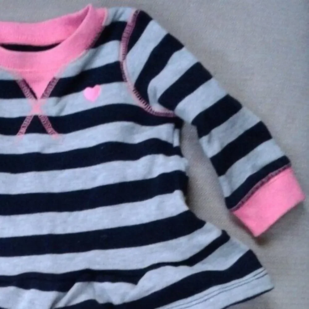 Carter's BabyGirl 6 Month Matching Set Peplum Top & Leggings Pink Gray Black EUC